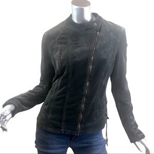 BNCI Velveteen Asymmetrical Fitted Moto Jacket Medium Corset Tie Zip Up Lined